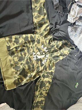 Bape Green Camo Hoodie with White Logo